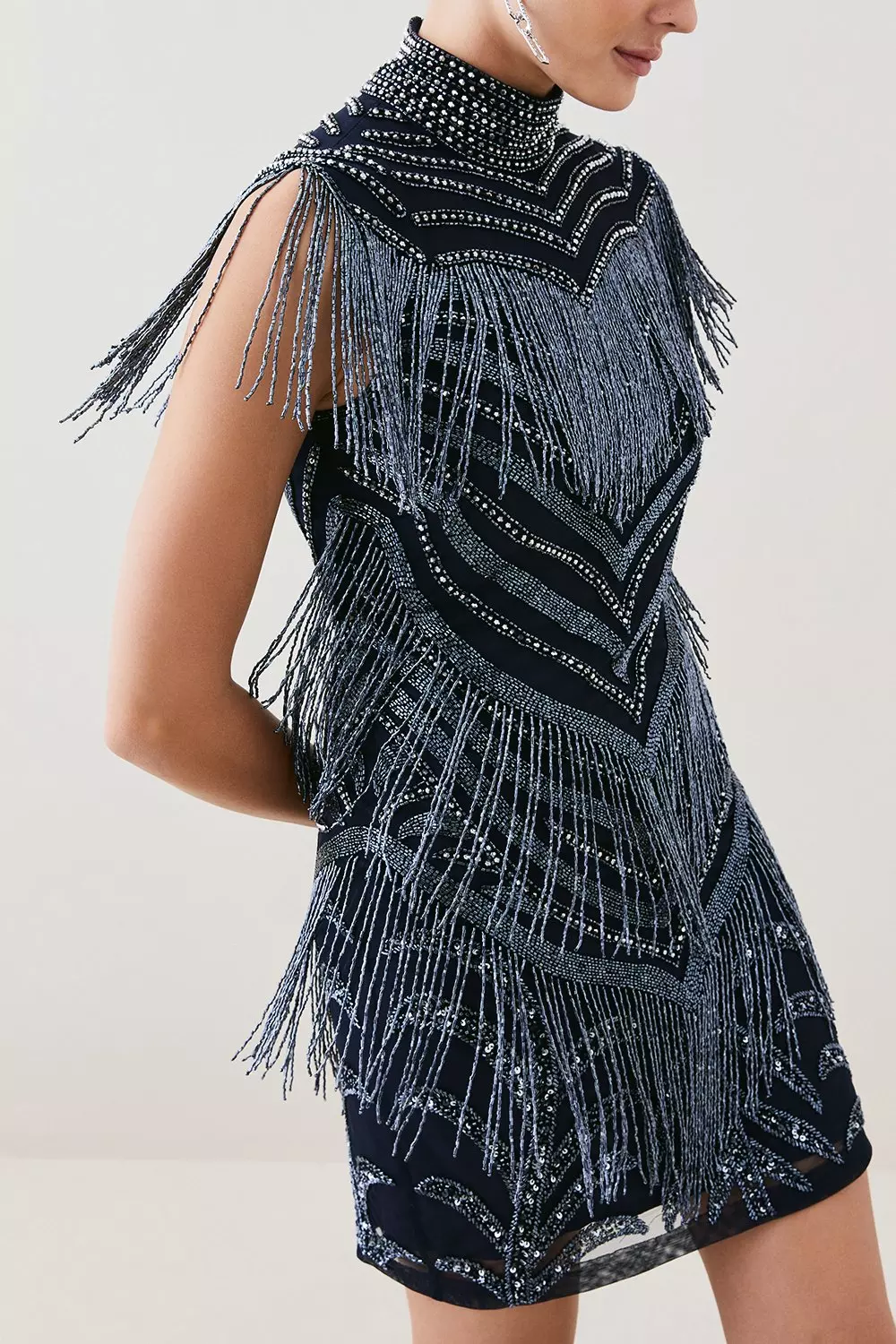 High neck tassel dress online